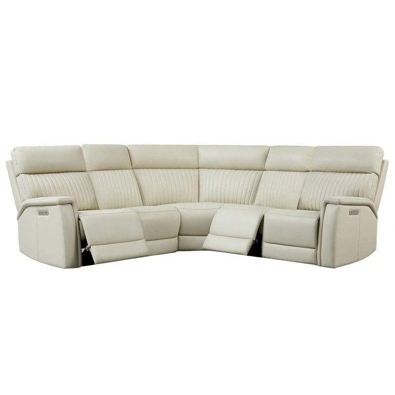 Canapé d'angle inclinable électrique en cuir véritable de 105 po de largeur avec port USB et USB-C, fauteuil sans accoudoirs électrique