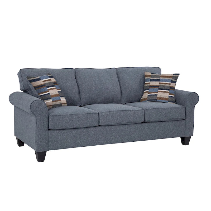 Canapé à accoudoirs enroulés (inclut deux coussins décoratifs)