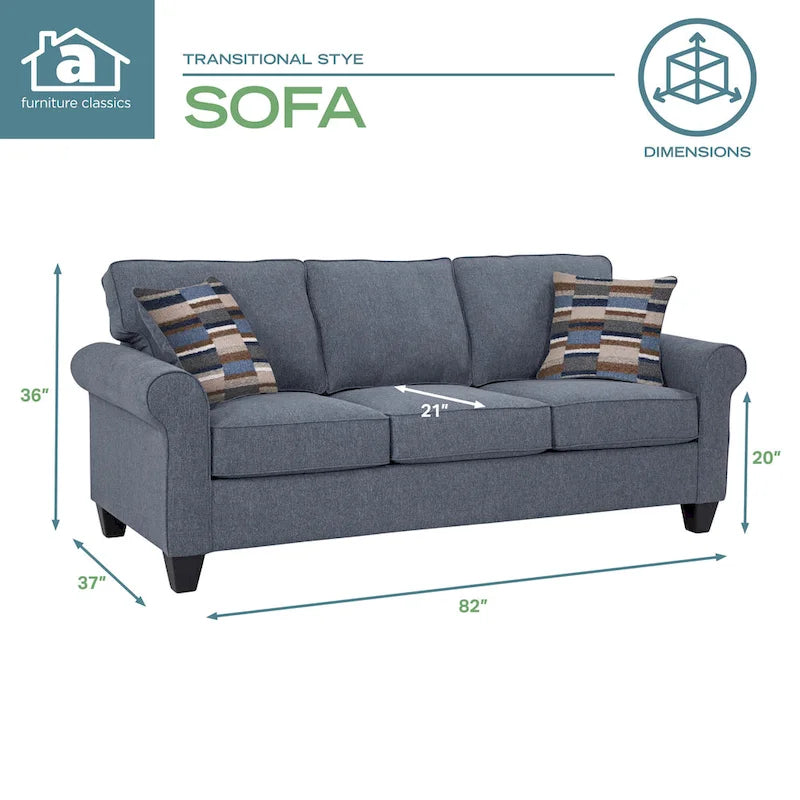 Canapé à accoudoirs enroulés (inclut deux coussins décoratifs)