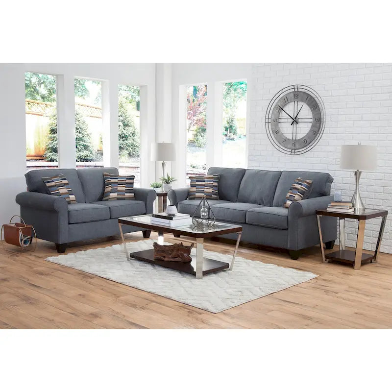 Canapé à accoudoirs enroulés (inclut deux coussins décoratifs)