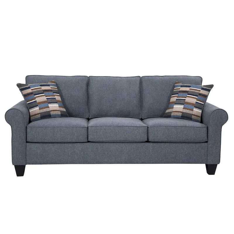 Canapé à accoudoirs enroulés (inclut deux coussins décoratifs)