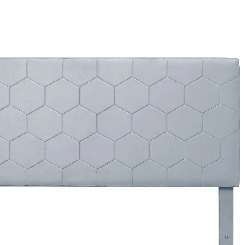 Lit d'invité moderne en velours gris avec rangement et tête de lit