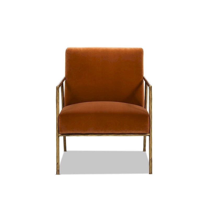 Fauteuil d'appoint en velours avec base en laiton martelé de 24,5 po