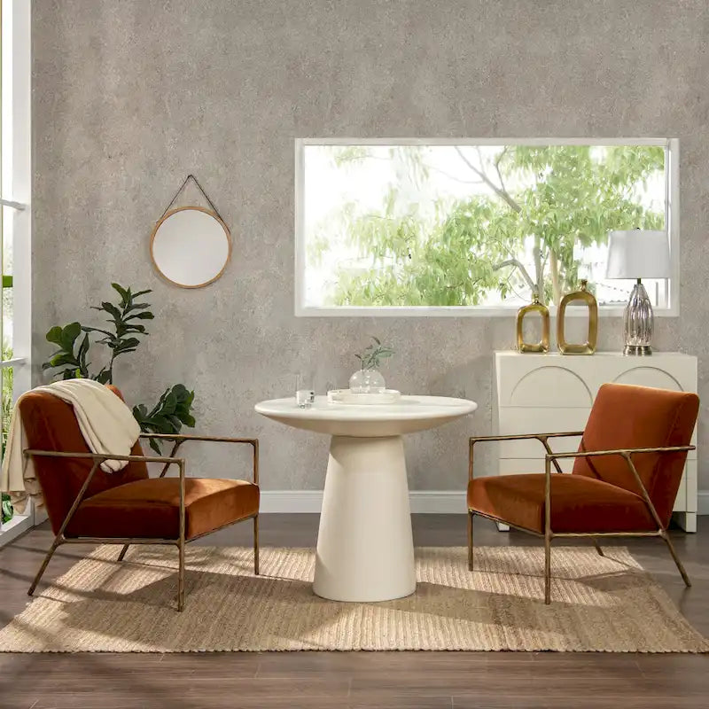 Fauteuil d'appoint en velours avec base en laiton martelé de 24,5 po