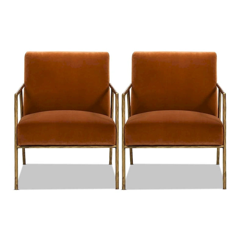 Fauteuil d'appoint en velours avec base en laiton martelé de 24,5 po