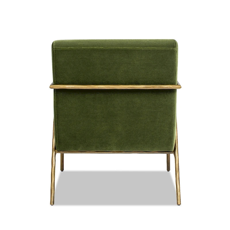 Fauteuil d'appoint en velours avec base en laiton martelé de 24,5 po
