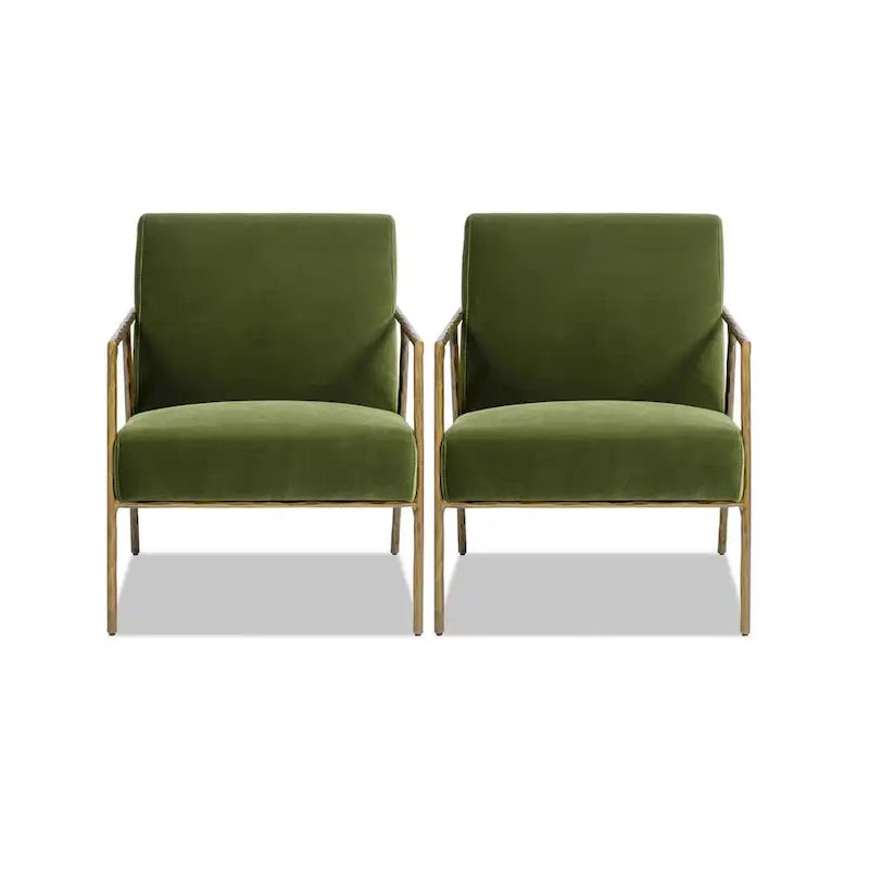 Fauteuil d'appoint en velours avec base en laiton martelé de 24,5 po
