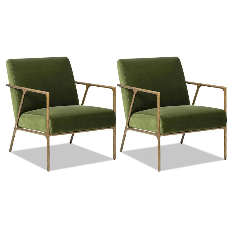 Fauteuil d'appoint en velours avec base en laiton martelé de 24,5 po