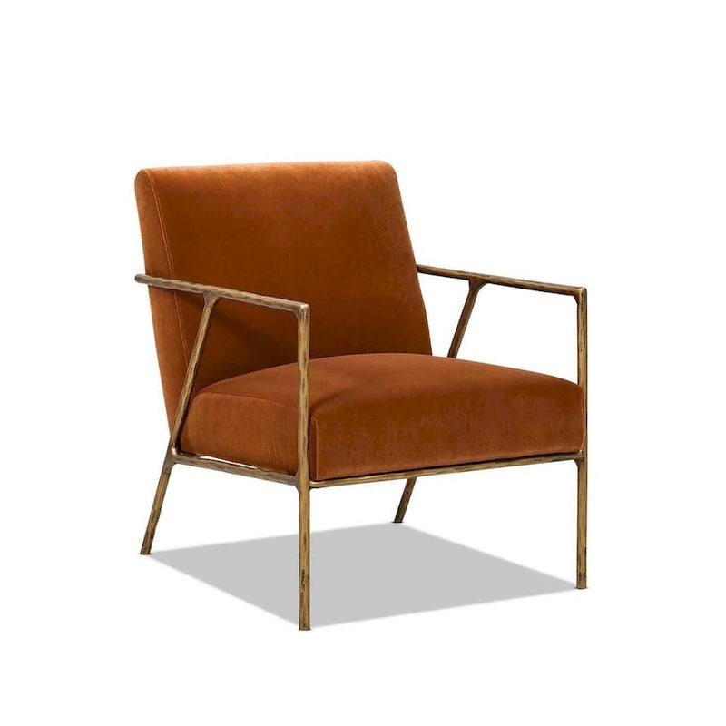 Fauteuil d'appoint en velours avec base en laiton martelé de 24,5 po