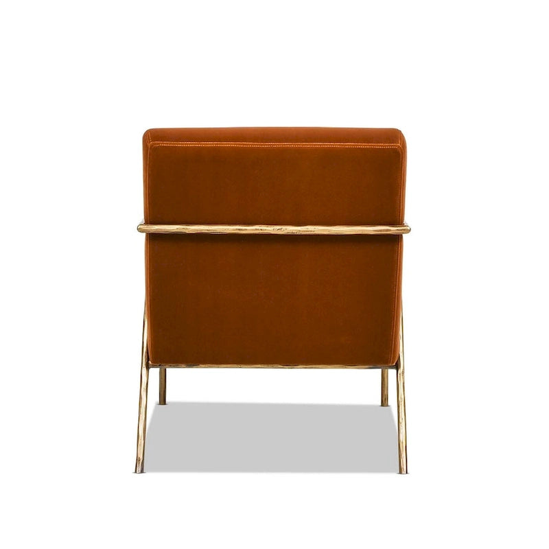 Fauteuil d'appoint en velours avec base en laiton martelé de 24,5 po