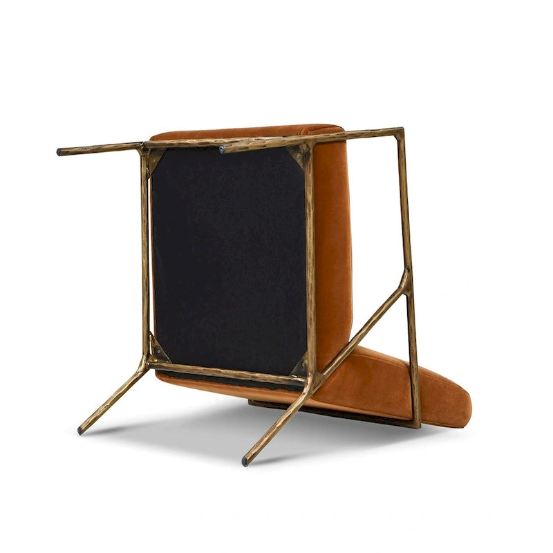 Fauteuil d'appoint en velours avec base en laiton martelé de 24,5 po