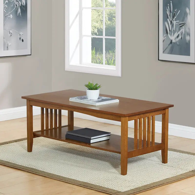 Porch & Den Clifton Mission Medium Oak Finish Coffee Table