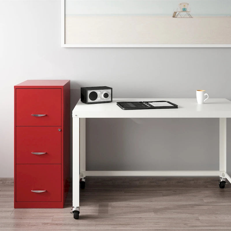 Meuble de classement vertical à 3 tiroirs rouge lave