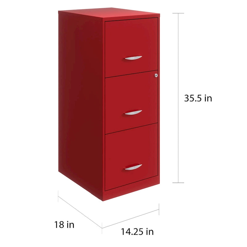 Meuble de classement vertical à 3 tiroirs rouge lave