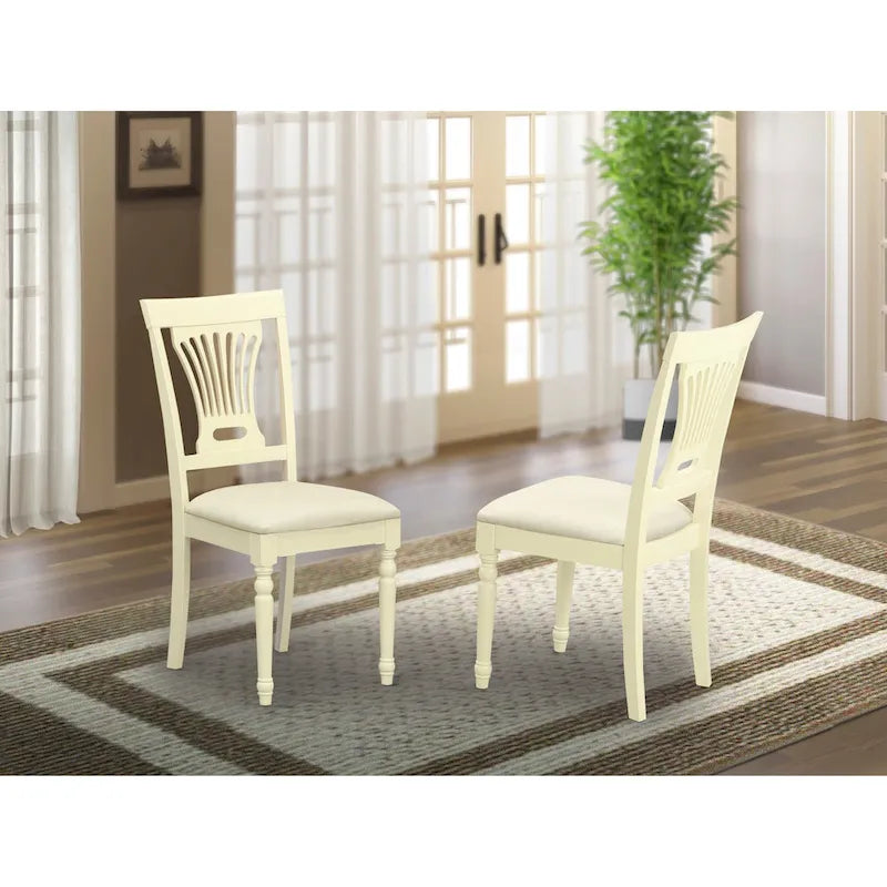 Chaises de salle à manger – Bois massif, ensemble de 2, fini babeurre et cerisier (choix du style de siège)