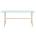 Table d'appoint bronze-argent avec plateau en verre - 37,4 x 19,7 x 17