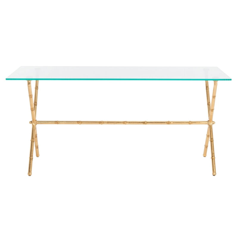 Table d'appoint bronze-argent avec plateau en verre - 37,4 x 19,7 x 17