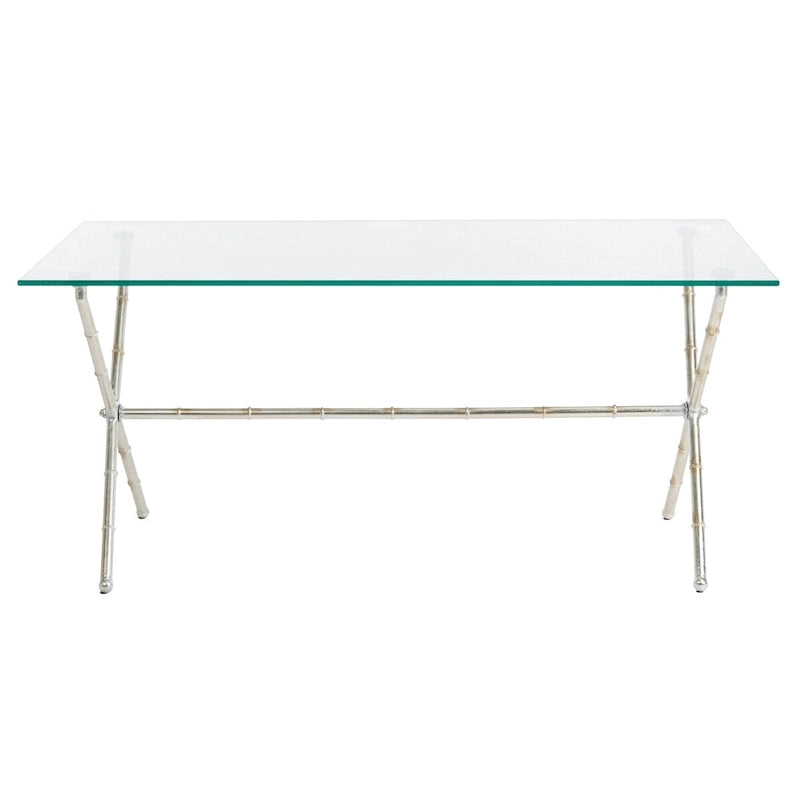 Table d'appoint bronze-argent avec plateau en verre - 37,4 x 19,7 x 17