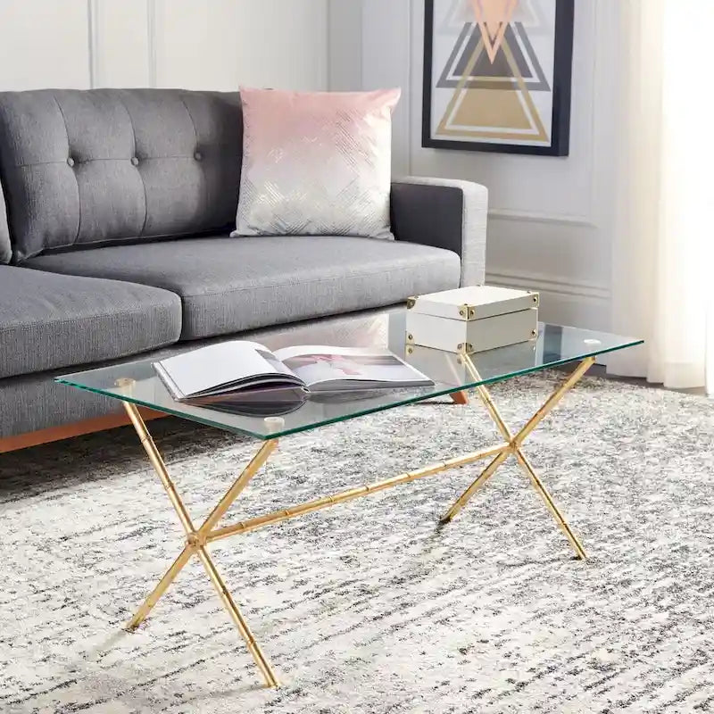 Table d'appoint bronze-argent avec plateau en verre - 37,4 x 19,7 x 17