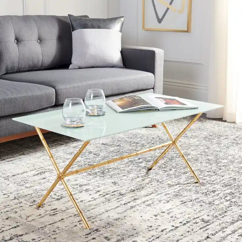 Table d'appoint bronze-argent avec plateau en verre - 37,4 x 19,7 x 17