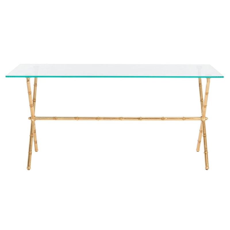 Table d'appoint bronze-argent avec plateau en verre - 37,4 x 19,7 x 17