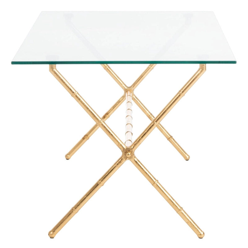 Table d'appoint bronze-argent avec plateau en verre - 37,4 x 19,7 x 17