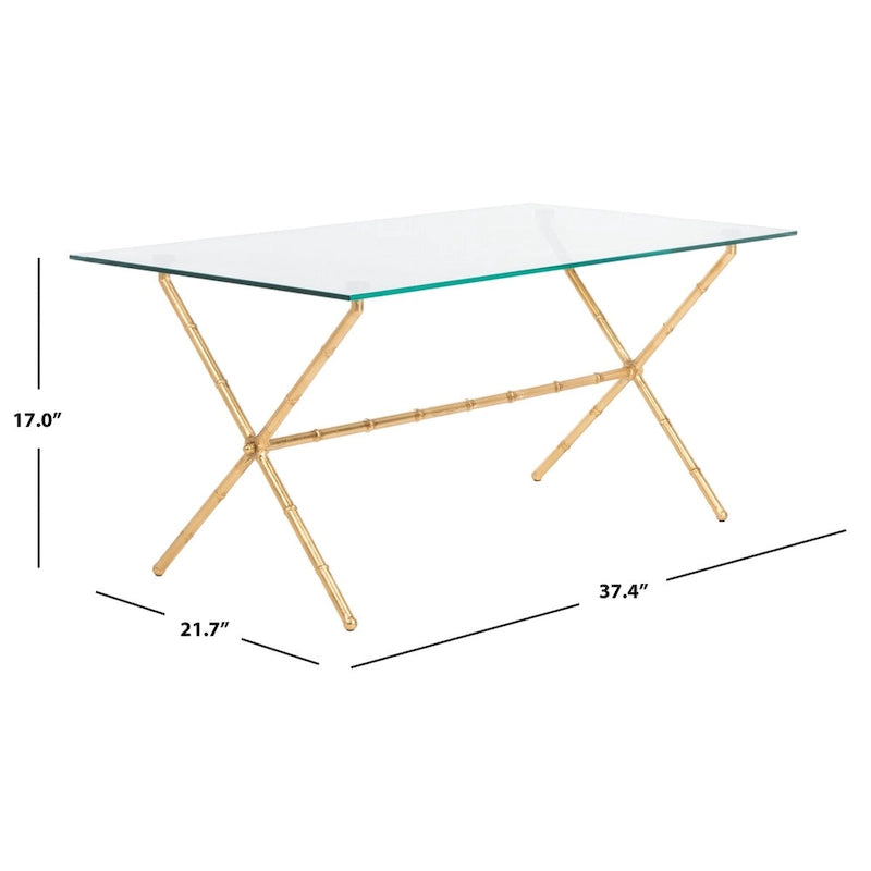 Table d'appoint bronze-argent avec plateau en verre - 37,4 x 19,7 x 17
