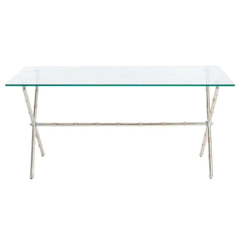 Table d'appoint bronze-argent avec plateau en verre - 37,4 x 19,7 x 17