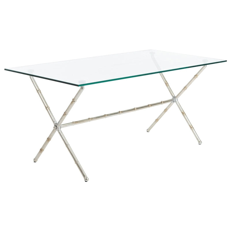 Table d'appoint bronze-argent avec plateau en verre - 37,4 x 19,7 x 17