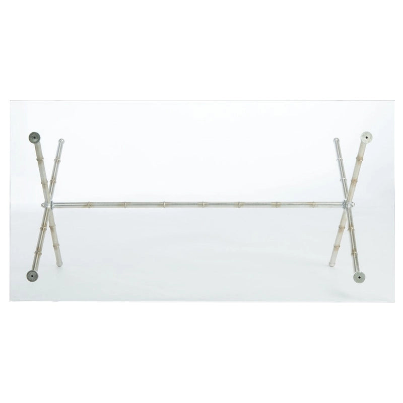 Table d'appoint bronze-argent avec plateau en verre - 37,4 x 19,7 x 17