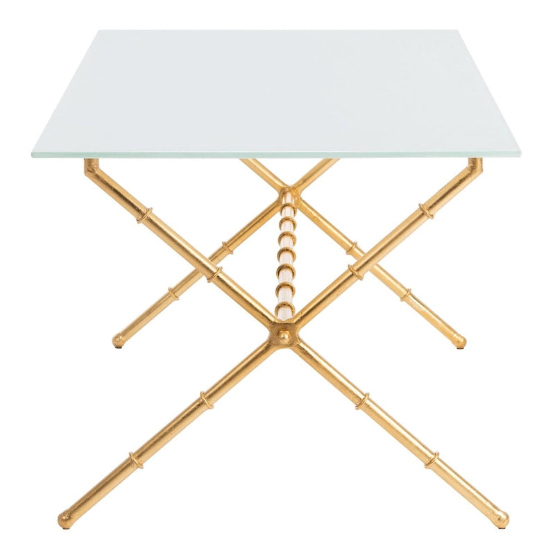 Table d'appoint bronze-argent avec plateau en verre - 37,4 x 19,7 x 17