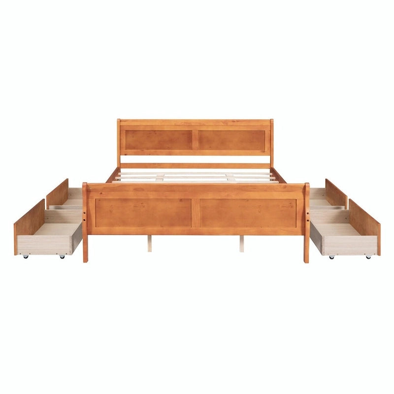 Lit plateforme en bois avec 4 tiroirs et design épuré