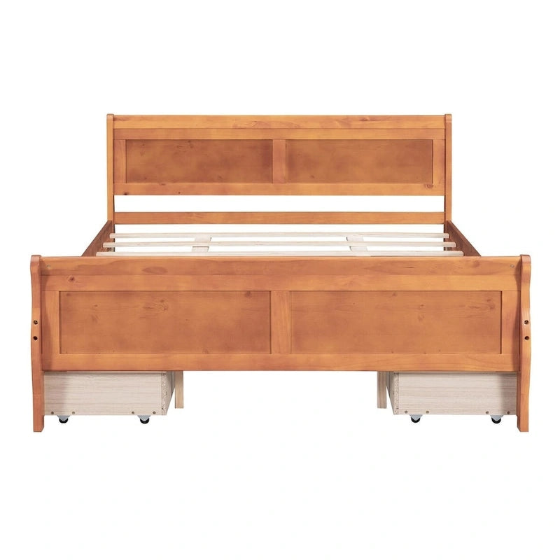 Lit plateforme en bois avec 4 tiroirs et design épuré
