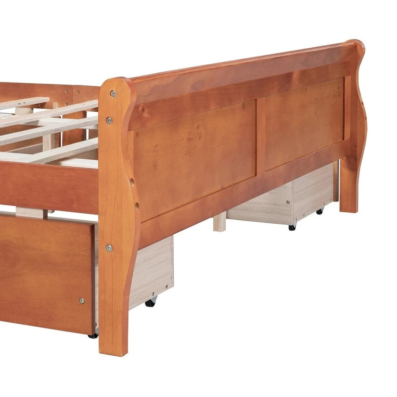 Lit plateforme en bois avec 4 tiroirs et design épuré
