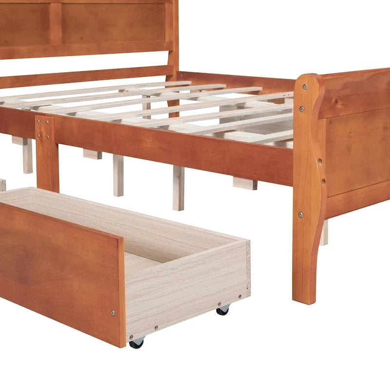 Lit plateforme en bois avec 4 tiroirs et design épuré