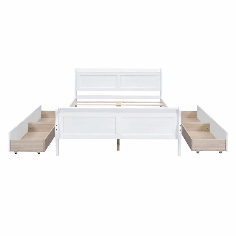 Lit plateforme en bois avec 4 tiroirs et design épuré