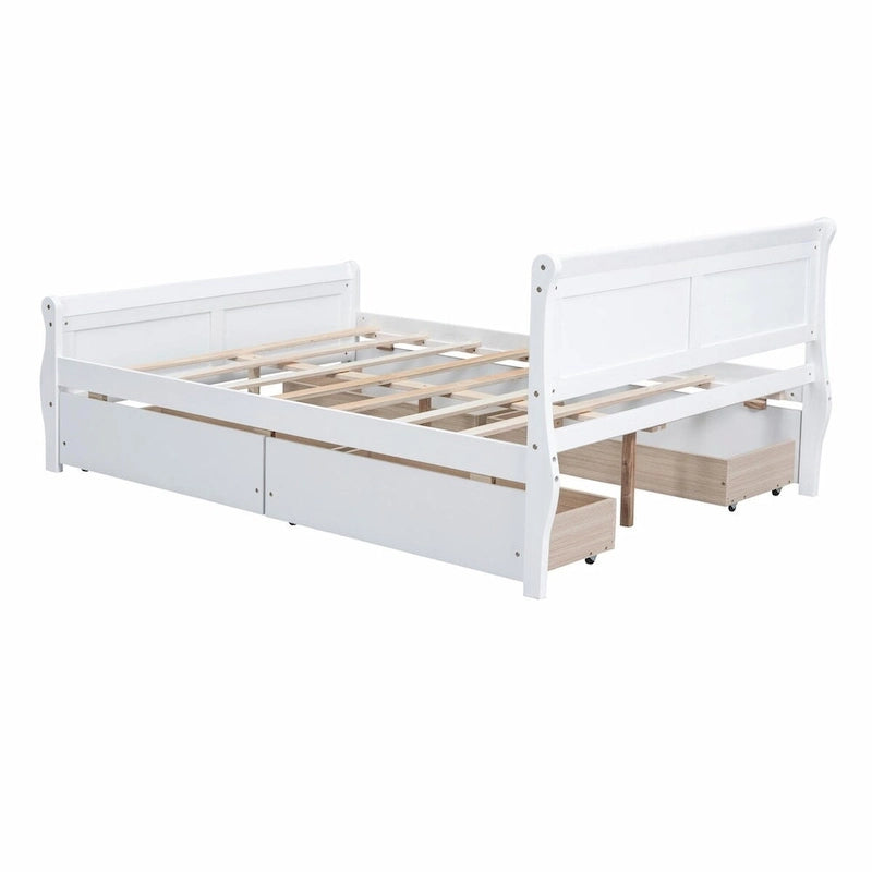 Lit plateforme en bois avec 4 tiroirs et design épuré