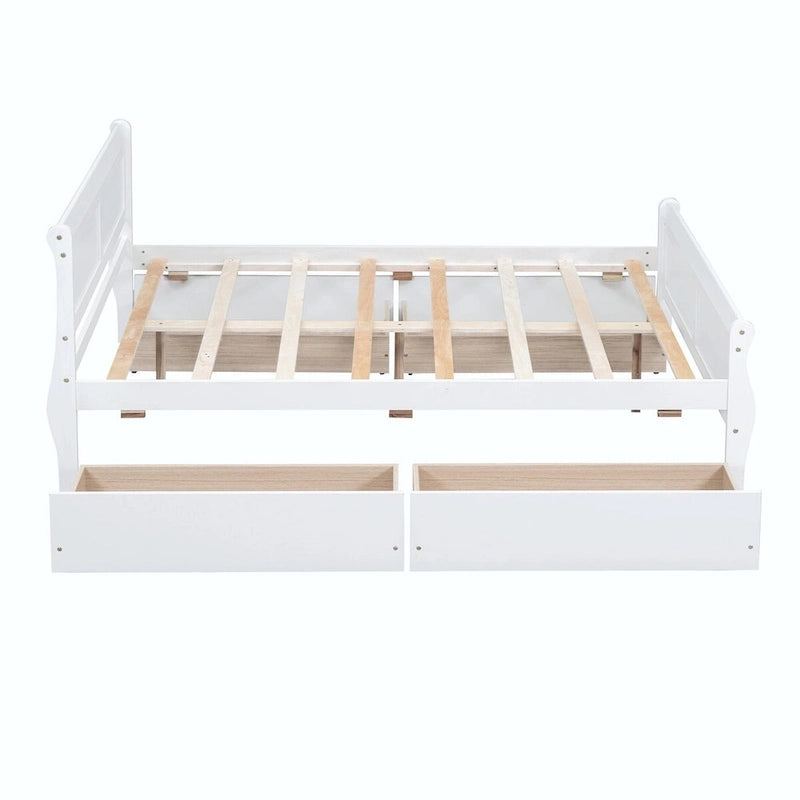 Lit plateforme en bois avec 4 tiroirs et design épuré