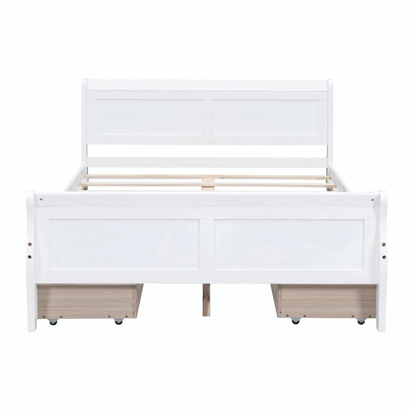 Lit plateforme en bois avec 4 tiroirs et design épuré