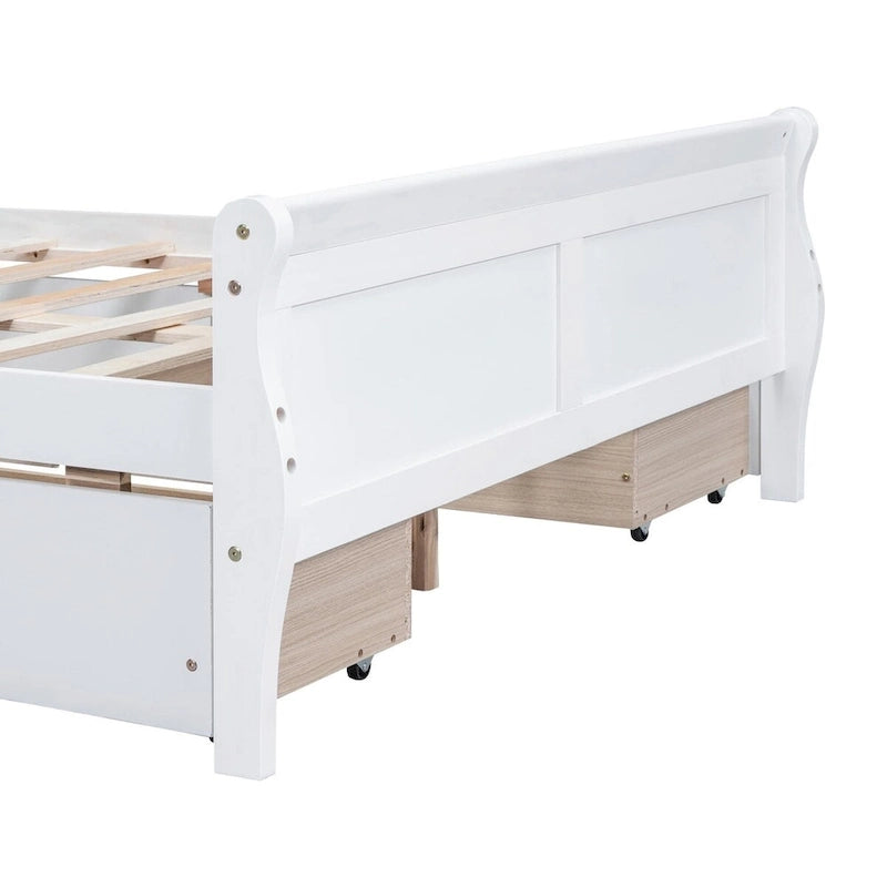 Lit plateforme en bois avec 4 tiroirs et design épuré