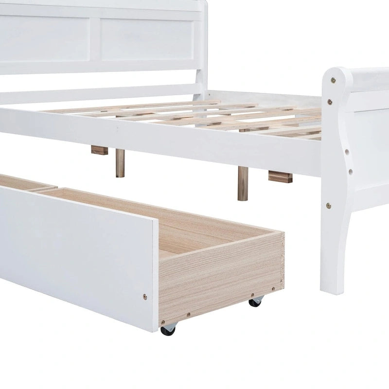 Lit plateforme en bois avec 4 tiroirs et design épuré