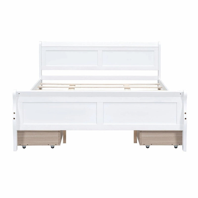 Lit plateforme en bois avec 4 tiroirs et design épuré