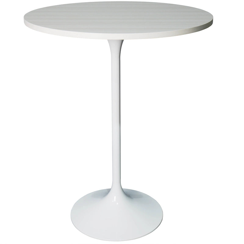 Table à manger ronde de 27" avec plateau en MDF et piètement en acier blanc pour cuisine et salle à manger