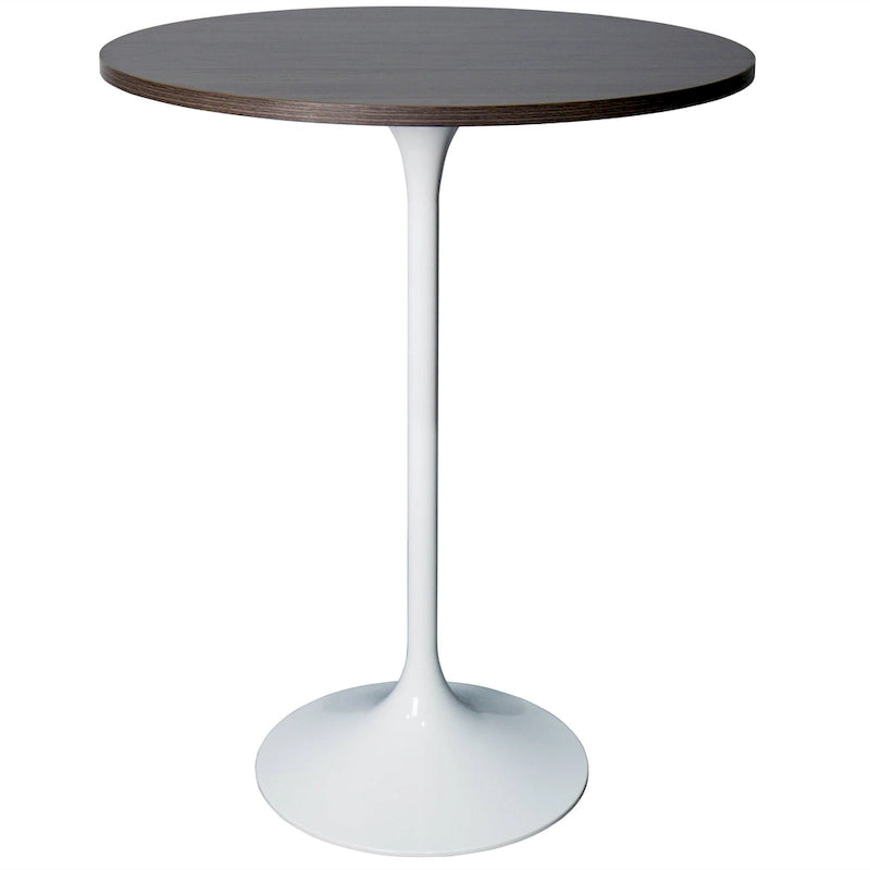 Table à manger ronde de 27" avec plateau en MDF et piètement en acier blanc pour cuisine et salle à manger
